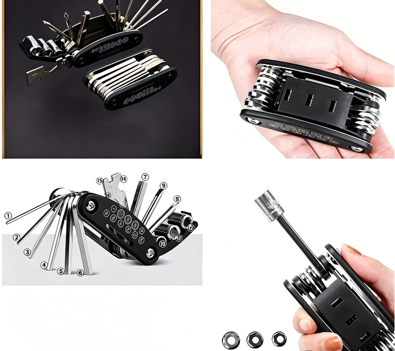 16 in 1 Socket Wrench with Rotating Head and Textured Grip Handle
