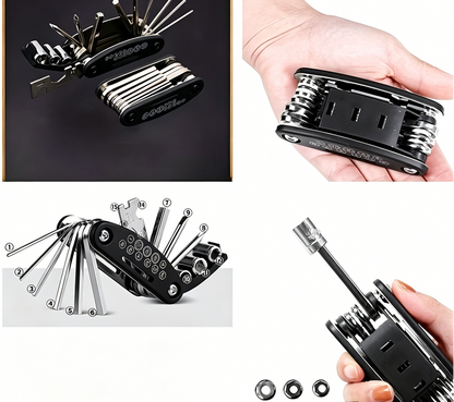 16 in 1 Socket Wrench with Rotating Head and Textured Grip Handle
