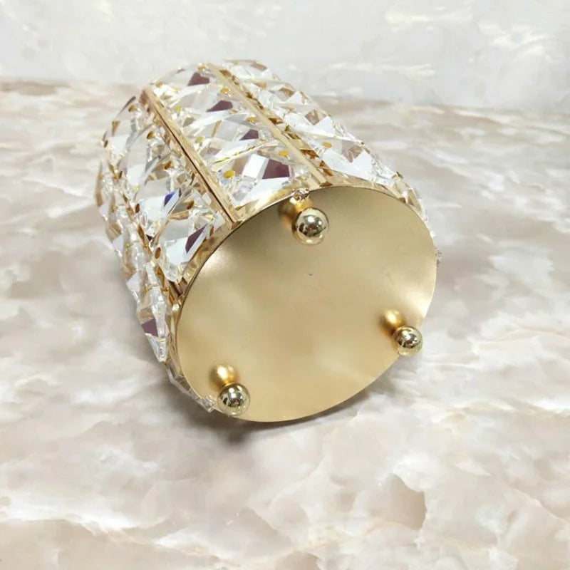 Crystal Makeup Brush Holder with Stainless Steel Frame and Glass Beads, Gold or Silver