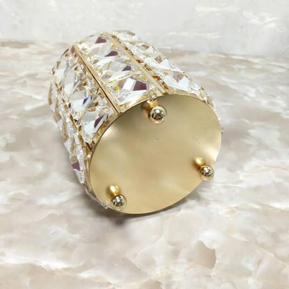 Crystal Makeup Brush Holder with Stainless Steel Frame and Glass Beads, Gold or Silver