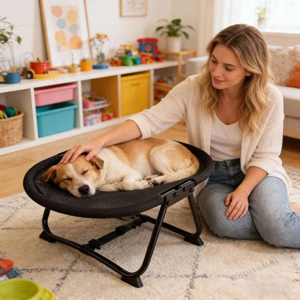Elevated Pet Bed with Breathable Mesh and Carrying Bag for Cats and Dogs