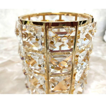 Crystal Makeup Brush Holder with Stainless Steel Frame and Glass Beads, Gold or Silver