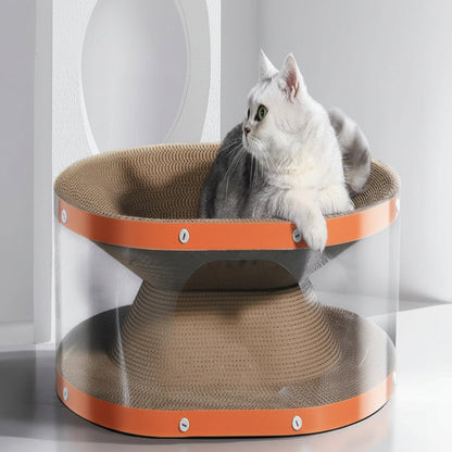 Cat Scratching Board with Raised Nest and Corrugated Cardboard Surface for Indoor Cats