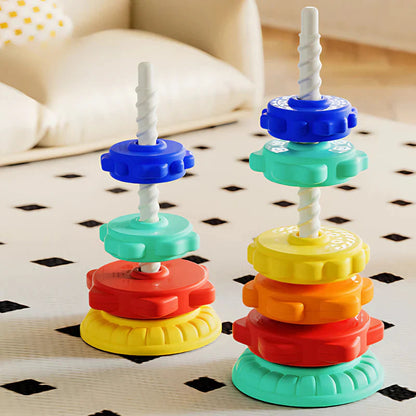 Rainbow Spin and Color Tower Toy for Kids with Stacking and Spinning Play