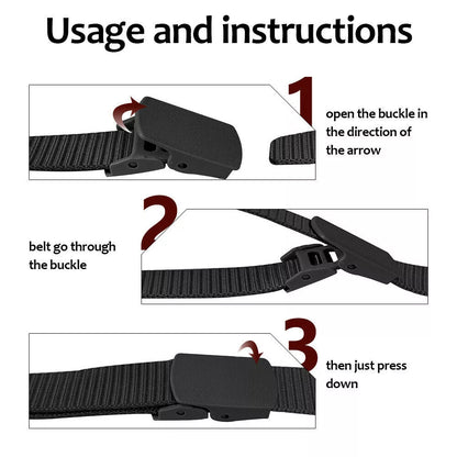 Mens Nylon Canvas Web Belt with Hook and Loop Adjustment and Plastic Cam Buckle