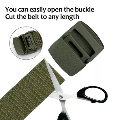Mens Nylon Canvas Web Belt with Hook and Loop Adjustment and Plastic Cam Buckle