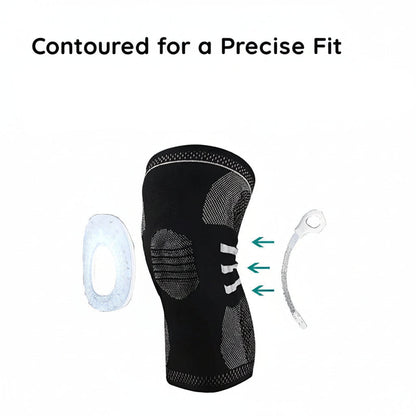 Knee Sleeve with Silicone Pad and Adjustable Straps, Low-Profile Breathable