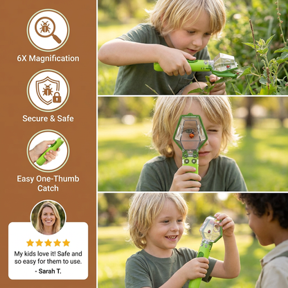 Insect Catcher with 6X Magnifying Lens and Clear Container for Kids