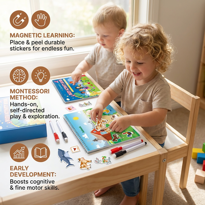 Interactive Busy Book with Colors, Numbers, Animals and Shapes Pages for Screen Free Play