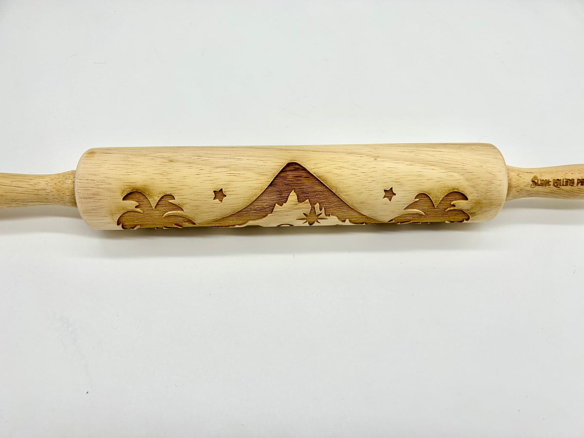 Christmas Nativity Embossed Rolling Pin That Imprints Cookies, Fondant, Clay and Salt Dough Ornaments