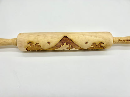 Christmas Nativity Embossed Rolling Pin That Imprints Cookies, Fondant, Clay and Salt Dough Ornaments