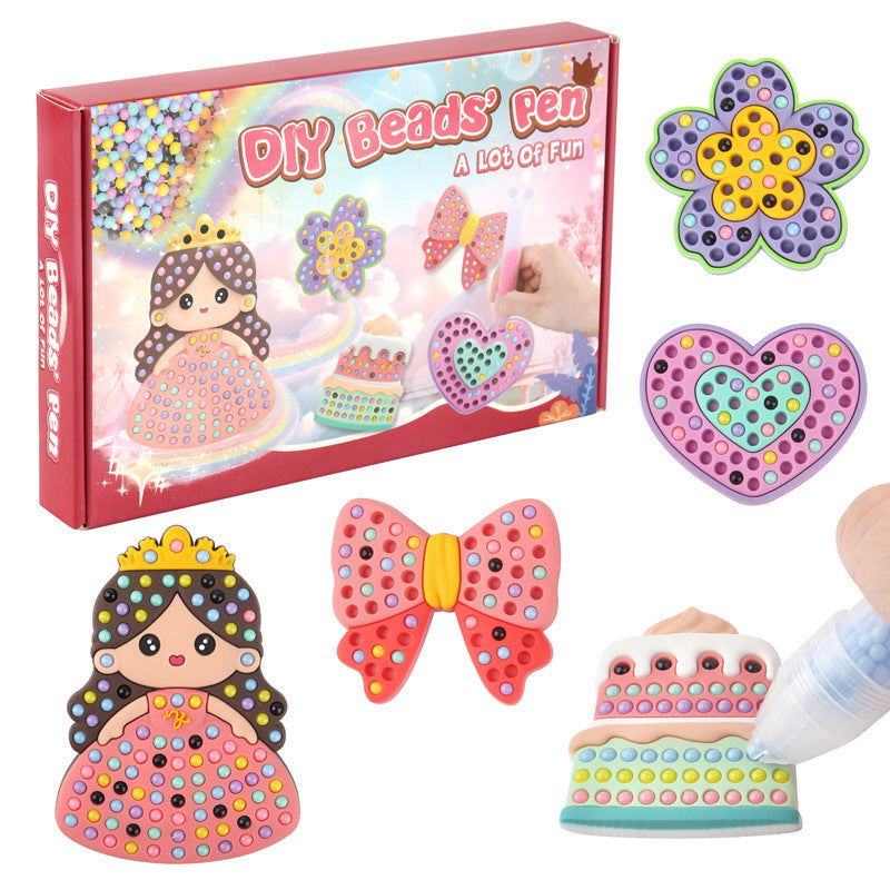 Kids Bead Painting DIY Craft Kit with Guided Designs in Five or Ten Design Sets