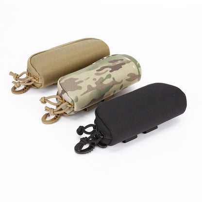 Eyewear Storage Pouch with Semi Rigid Shell and Carabiner Clip, Canvas Construction