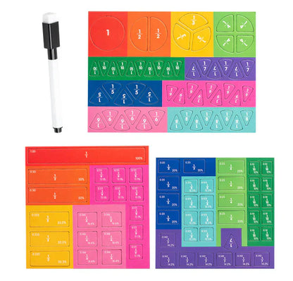Fraction Learning Book with Magnetic Pieces and Visual Color Display