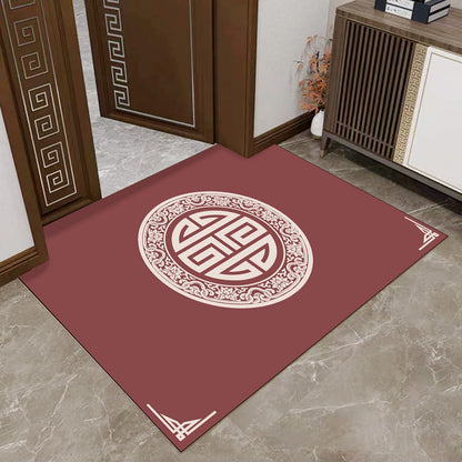 Floral Artwork Floor Mat with Dirt Catching Design and Spot Clean Surface