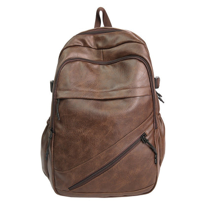 Vintage Leather Backpack with Padded Laptop Sleeve and Front Zip Pockets