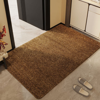 Textured Indoor Mat with Plush Fiber Surface and Machine Washable