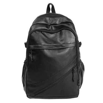 Vintage Leather Backpack with Padded Laptop Sleeve and Front Zip Pockets