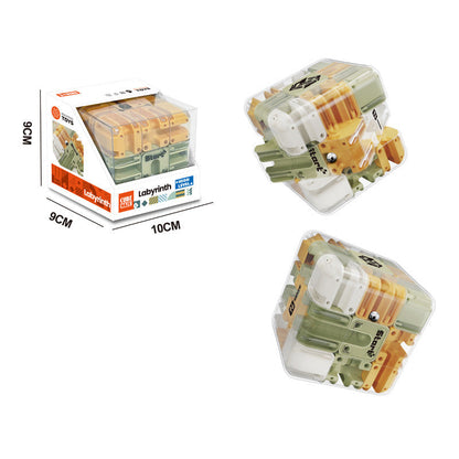 Transparent Maze Puzzle Cube with Metal Ball and Rolling Pathways