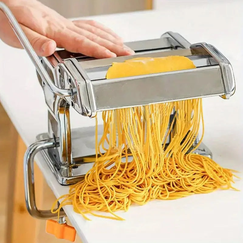 Compact Stainless Steel Pasta Maker with 6 Adjustable Thickness Levels