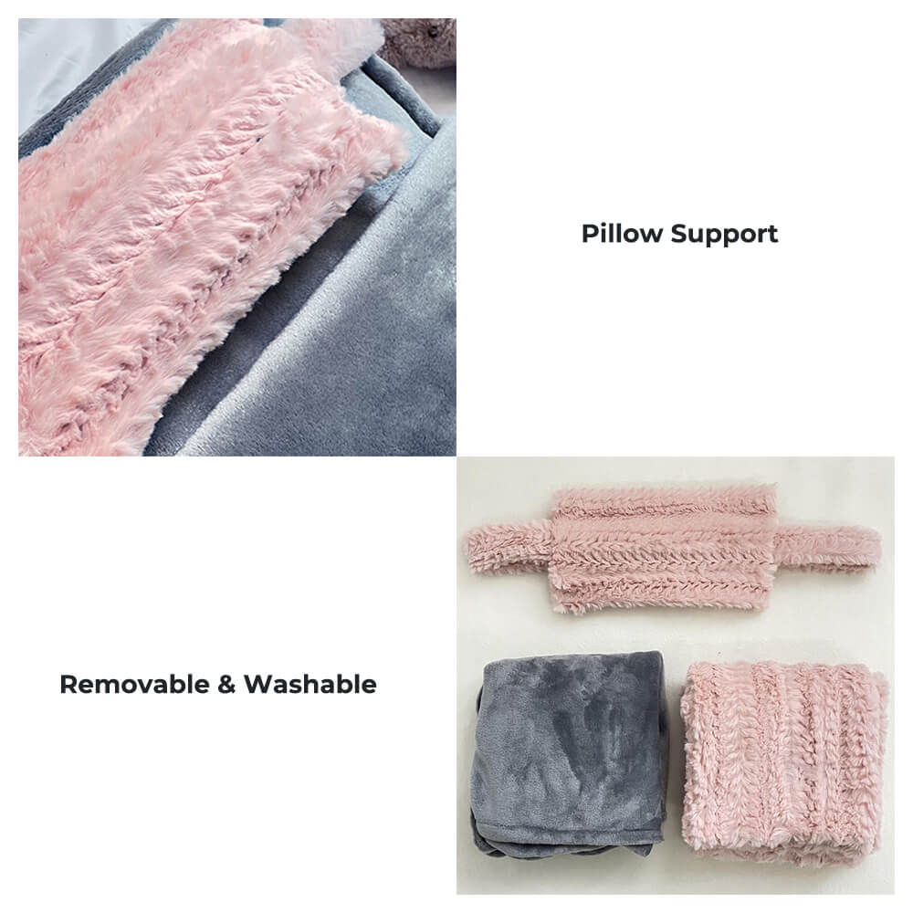 Plush Pet Bed with Removable Pillow and Matching Blanket