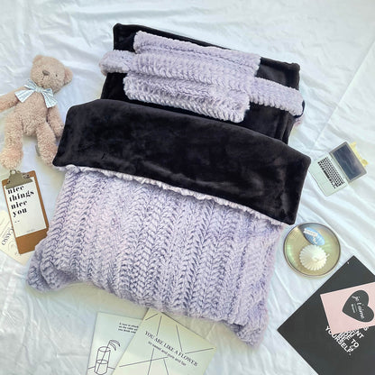 Faux Fur Pet Bed with Raised Edges and Matching Pillow, Includes Blanket