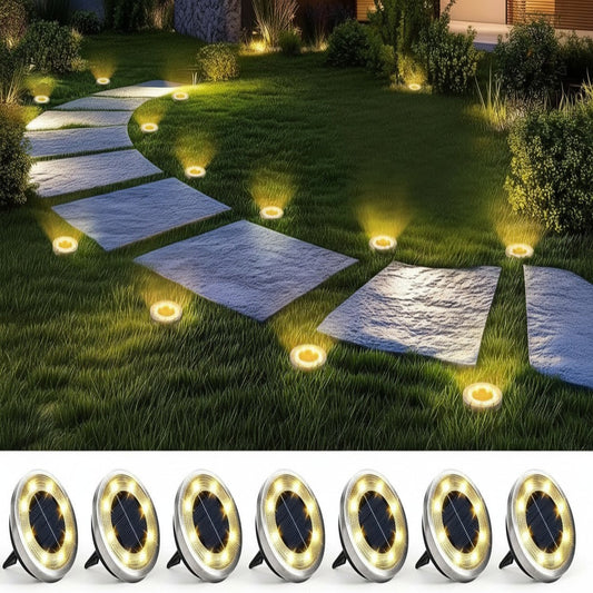 10 Pack Solar Ground Lights Outdoor Waterproof, Solar Powered Pathway Lights, Landscape Lighting for Garden Walkway Driveway Backyard