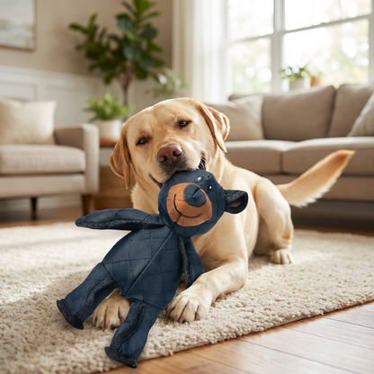 Bear Dog Toy with Squeaker and Reinforced Nylon-Rubber Construction for Medium-Large Dogs