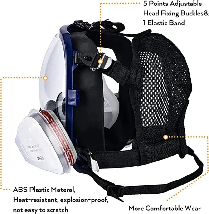 Full Face Respirator Mask with Silicone Seal and Anti-Fog Visor, 6000 Series Compatible