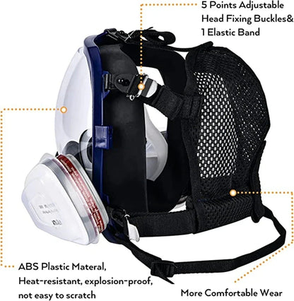 Full Face Respirator Mask with Silicone Seal and Anti-Fog Visor, 6000 Series Compatible