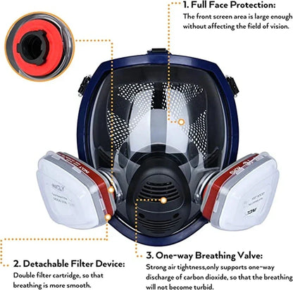 Full Face Respirator Mask with Silicone Seal and Anti-Fog Visor, 6000 Series Compatible