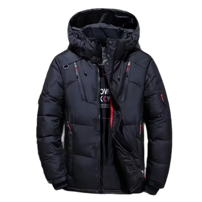 Mens Hooded Duck Down Parka with Windproof Shell for Extreme Cold