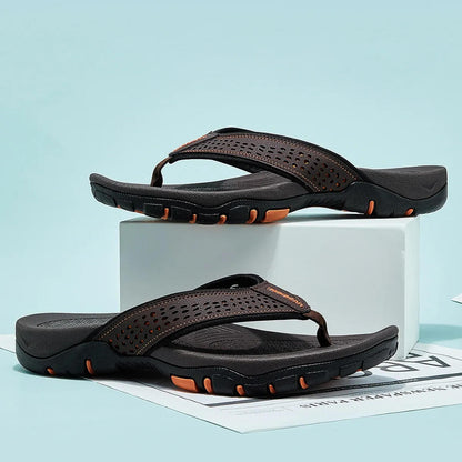 Mens Athletic Flip Flops with Arch Support and Nonslip Rubber Sole