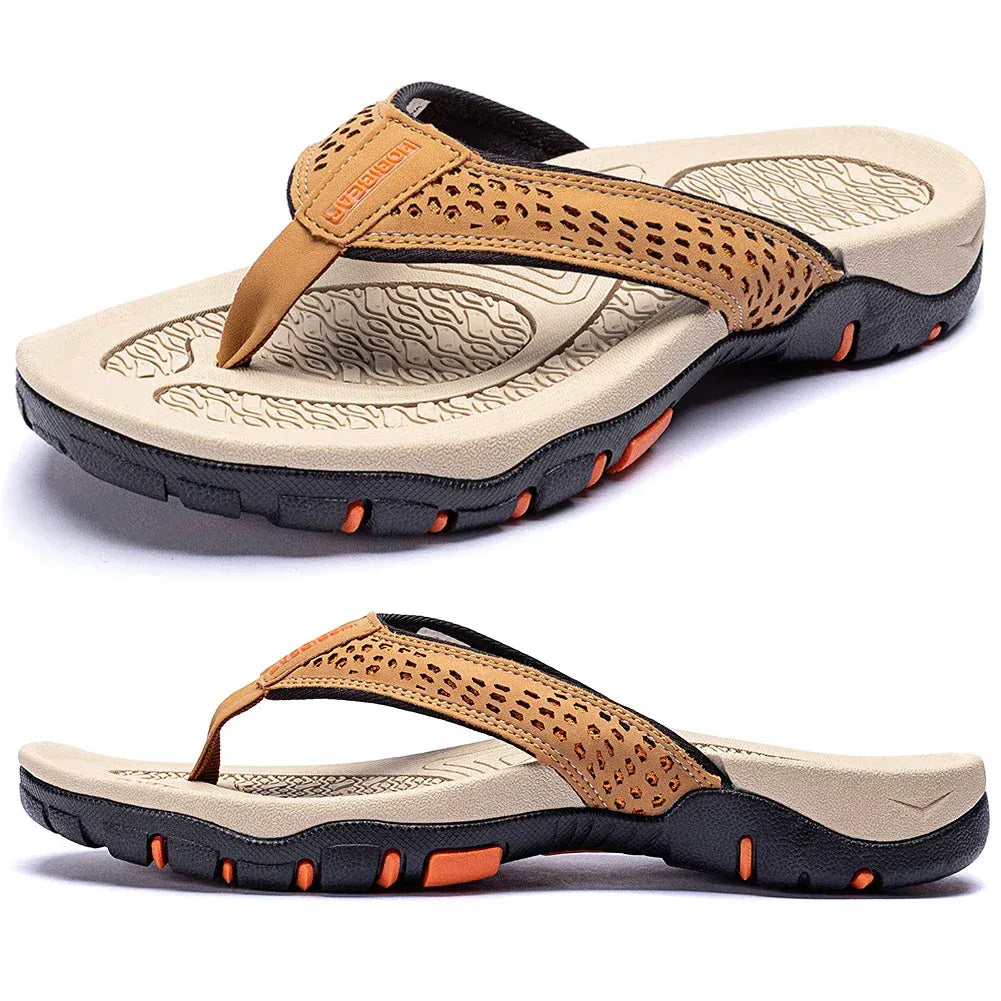 Mens Athletic Flip Flops with Arch Support and Nonslip Rubber Sole