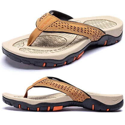 Mens Athletic Flip Flops with Arch Support and Nonslip Rubber Sole