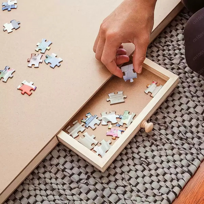 Folding Wooden Puzzle Table with Four Side Drawers for Puzzles Up to 1500 Pieces