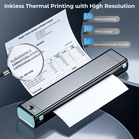 Portable Wireless Thermal Printer for A4 Pages with No Ink Needed in Four Colors