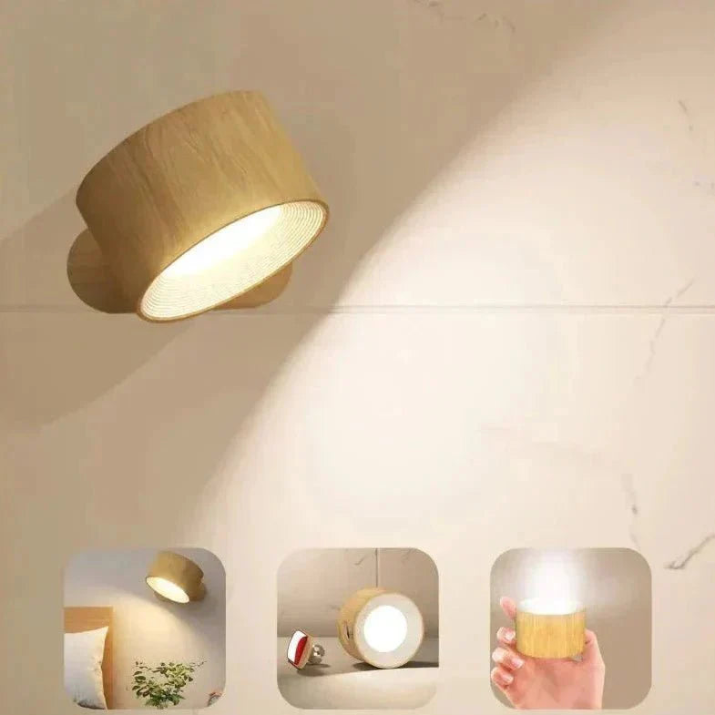 Cordless Magnetic Wall Lamp with 360° Rotation and Adjustable Brightness, 3 Color Temperatures