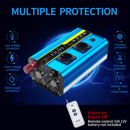 4000W Pure Sine Wave Inverter for Cars and Solar Systems, 12V or 24V DC to 110V AC