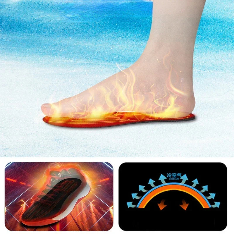 Trimmable Heated Insoles with Carbon Fiber Heating and Charging Cable for Winter Footwear