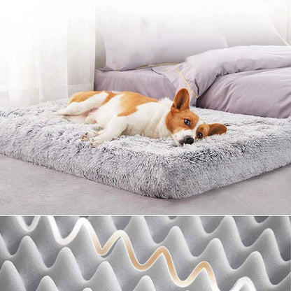 Washable Pet Bed Mat with Removable Foam Cushion and Fleece Cover, Five Sizes