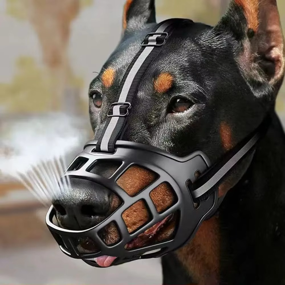 Breathable Dog Muzzle with Reflective Strip and Adjustable Strap