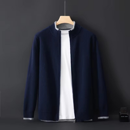Mens Full Zip Cashmere Cardigan with Loose Fit for Cool Weather