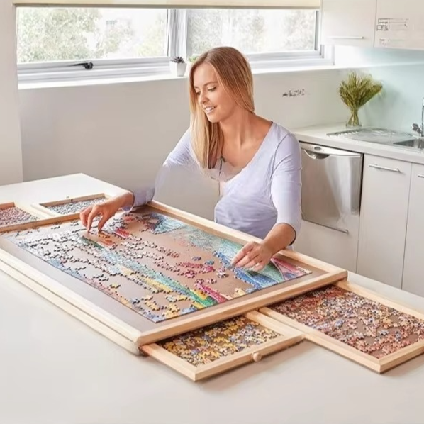 Puzzle Sorting Table with Drawer Storage for Large Puzzles