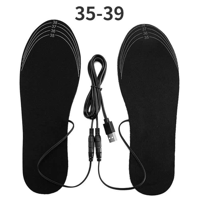 Trimmable Heated Insoles with Carbon Fiber Heating and Charging Cable for Winter Footwear