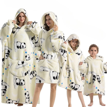 Oversized Hoodie Blanket with Pumpkin Pattern and Fleece Flannel Fabric, Unisex