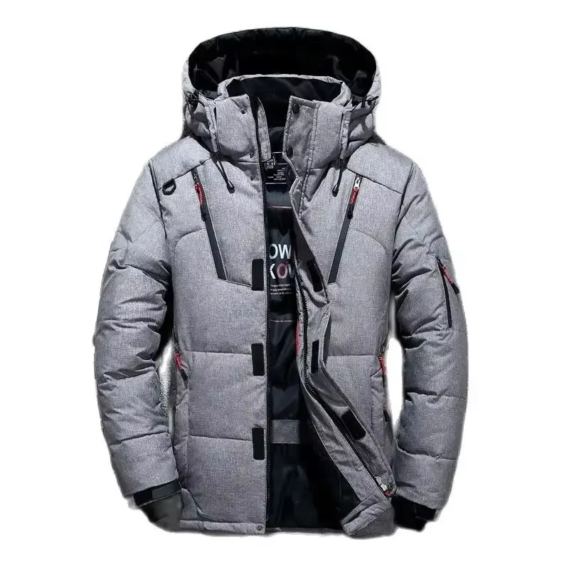 Mens Hooded Duck Down Parka with Windproof Shell for Extreme Cold