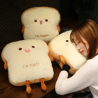 Toast Slice Hand Warmer Pillow with Built-In Pocket and Plush Fabric