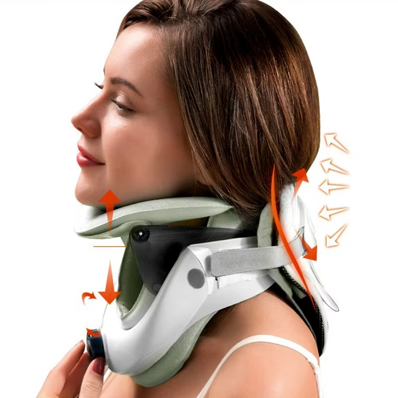 Neck Traction Collar with Adjustable Strap System and Soft Fabric, Portable Design