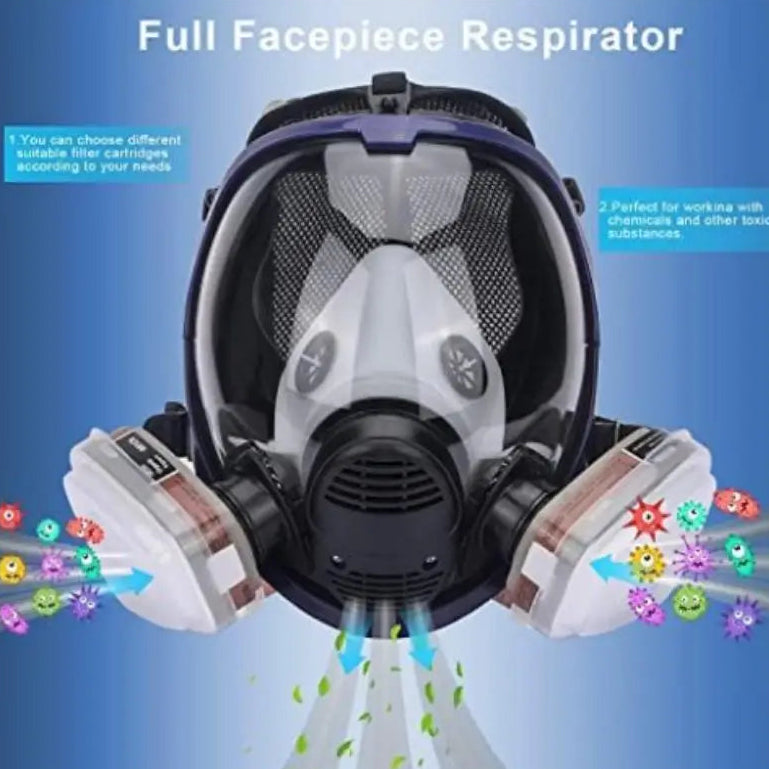 Full Face Respirator Mask with Silicone Seal and Anti-Fog Visor, 6000 Series Compatible